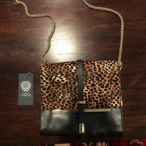 Vince Camuto "Leila" Haircalf Chain Purse H Black
